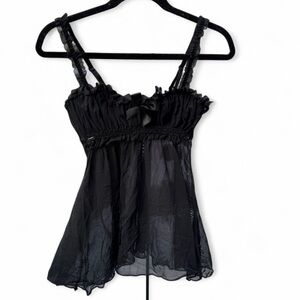 Sheer Babydoll Top with Corset-Style Bust